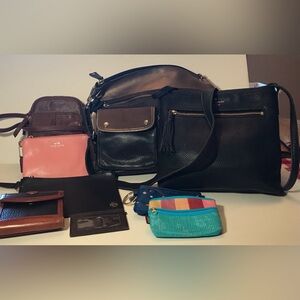 Lot Of 9 Various Brands Handbag Purses Wallets Card Holders Multi Colors SEE